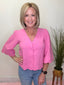 Scallop Half Sleeve Button Front Top in Bubblegum Pink 110 Tops - Ella Chic BoutiqueAnniewear