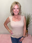 Scallop Ribbed Sweater Sleeveless Tank in Tan 110 Tops - Ella Chic BoutiqueMikarose