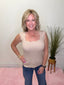 Scallop Ribbed Sweater Sleeveless Tank in Tan