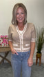 Scalloped Neckline Knit Cardigan Top 110 Tops - Ella Chic Boutique