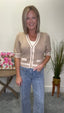 Scalloped Neckline Knit Cardigan Top 110 Tops - Ella Chic Boutique