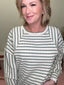 Seafoam Stripe Cozy Knit Pullover Top 110 Tops - Ella Chic Boutique