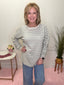 Seafoam Stripe Cozy Knit Pullover Top 110 Tops - Ella Chic Boutique