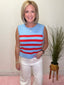 Season of Stripes Side Gold Button Sleeveless Top 110 Tops - Ella Chic BoutiqueEntro