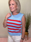 Season of Stripes Side Gold Button Sleeveless Top 110 Tops - Ella Chic BoutiqueEntro
