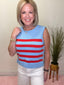 Season of Stripes Side Gold Button Sleeveless Top 110 Tops - Ella Chic BoutiqueEntro