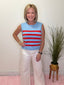 Season of Stripes Side Gold Button Sleeveless Top
