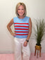 Season of Stripes Side Gold Button Sleeveless Top