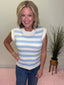 See the Stripes Knit Tank Top in Bluebell 110 Tops- Ella Chic BoutiqueMikarose