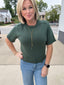 Seize the Day Short Sleeve Sweater in Emerald Green 110 Tops- Ella Chic BoutiqueIn february