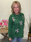 Sequin Candy Cane Green Sweatshirt Top Doe and Rae sparkle holiday Christmas Ella Chic Boutique