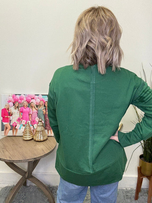 Sequin Candy Cane Green Top 110 Tops - Ella Chic Boutique