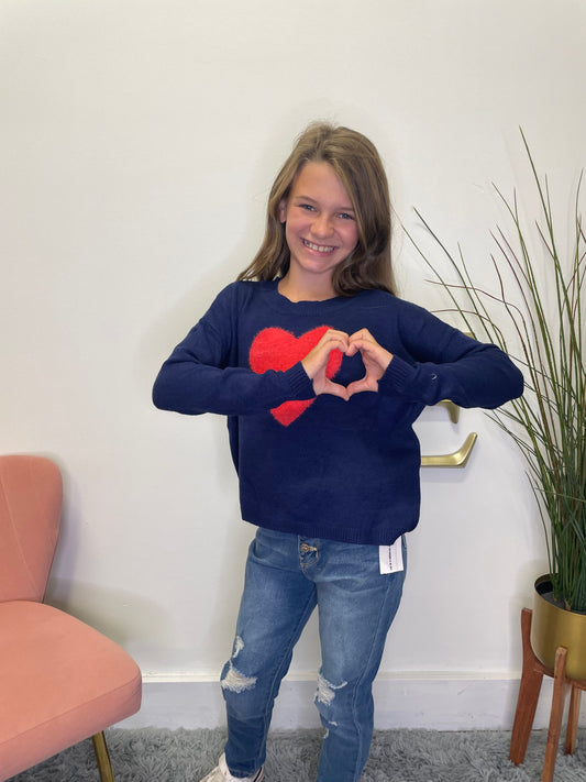 She Has A Big Heart Sweater - Girls