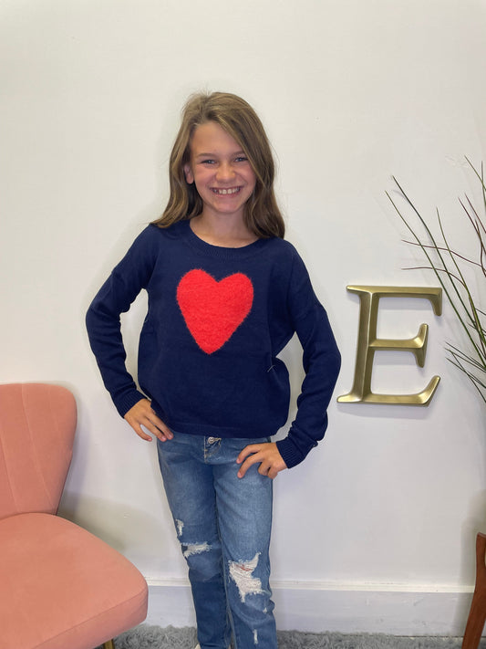 She Has A Big Heart Sweater - Girls