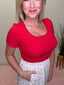 Short Sleeve Scoop Tee in Racing Red 110 Tops - Ella Chic BoutiqueMikarose