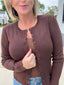 Simply Essential Button Down Scallop Cardigan in Chocolate 110 Tops- Ella Chic BoutiqueThe Workshop Studio