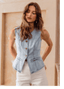 Slim Fit Button Front Denim Vest Top
