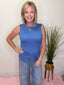 Smocked Detail Ruffle Hem Tank Top in Royal 110 Tops - Ella Chic BoutiqueAnniewear