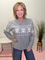 Snowy Teddy Fair Isle Sweater in Gray 130 Sweaters - Ella Chic Boutique