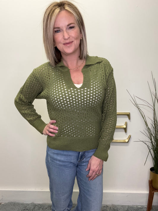 Find a Match Open Knit Sweater Top