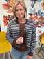 Soft Spot Chocolate Striped Button Cardigan