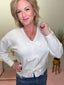 Softest Ribbons Snap Front White Cardigan Sweater