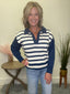 Solid and Stripes Collar Sweater 130 Sweaters - Ella Chic Boutique