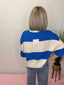 Split Neck Wide Stripe 3/4 Sleeve Sweater 130 Sweaters- Ella Chic BoutiqueZenana