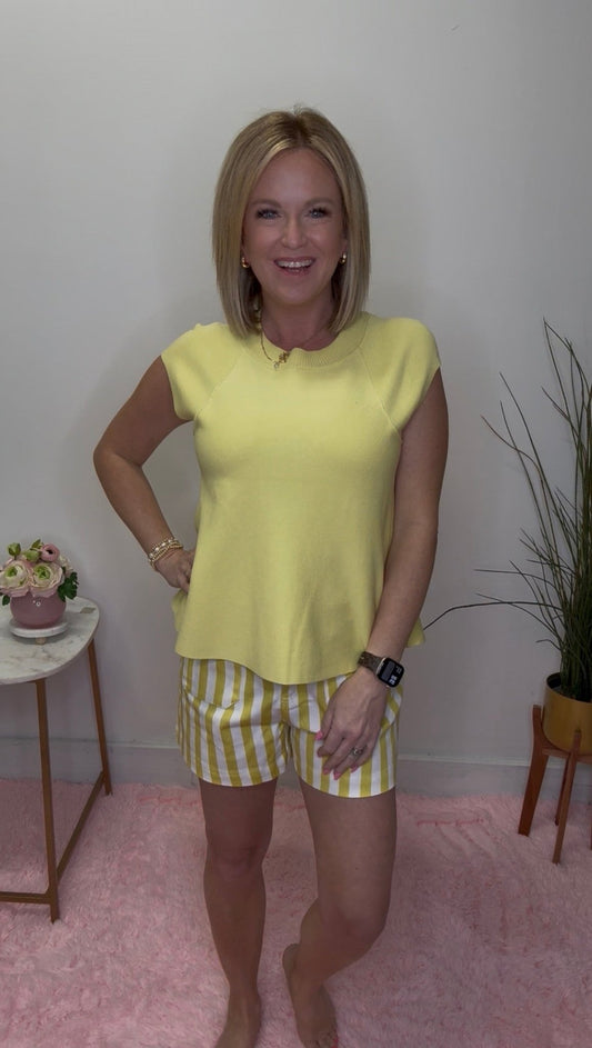 Straight Stripes Patch Pocket Shorts in Yellow