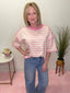 Striped Oversized Relaxed Top in Cream and Pink 110 Tops - Ella Chic BoutiqueSewn and Seen