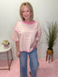 Striped Oversized Relaxed Top in Cream and Pink 110 Tops - Ella Chic BoutiqueSewn and Seen