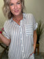 Striped Short Sleeve Top With Rolled Cuffs 110 Tops - Ella Chic Boutique