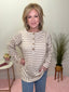 Stripes And Buttons Top in Taupe 110 Tops - Ella Chic Boutique