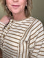 Stripes And Buttons Top in Taupe 110 Tops - Ella Chic Boutique