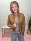 Suede Mock Neck Fitted Jacket