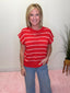 Sunny Days Striped Knit Sweater Top in Red 110 Tops - Ella Chic BoutiqueVeryJ