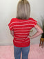 Sunny Days Striped Knit Sweater Top in Red 110 Tops - Ella Chic BoutiqueVeryJ