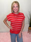 Sunny Days Striped Knit Sweater Top in Red