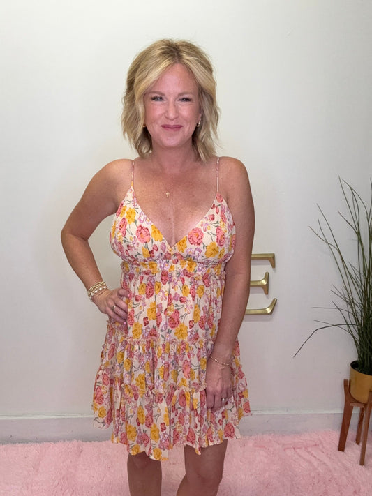 Sunset Bloom Mini Dress