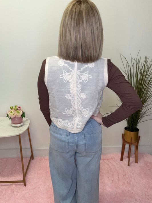 Sweet Meadow Embroidered Vest 110 Tops - Ella Chic BoutiqueDoe and Rae
