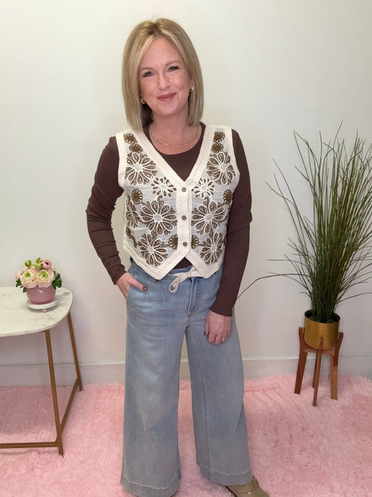 Sweet Meadow Embroidered Vest 110 Tops - Ella Chic BoutiqueDoe and Rae