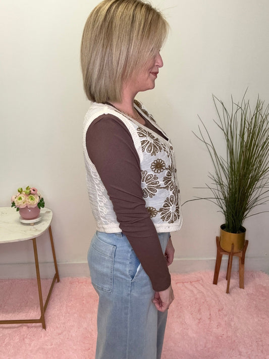 Sweet Meadow Embroidered Vest 110 Tops - Ella Chic BoutiqueDoe and Rae