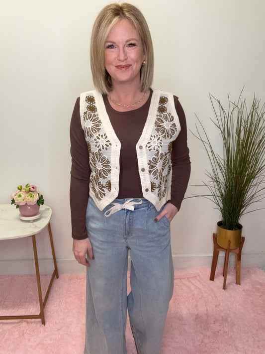 Sweet Meadow Embroidered Vest 110 Tops - Ella Chic BoutiqueDoe and Rae