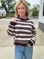 Sweet on You Pink and Brown Striped Sweater 130 Sweaters- Ella Chic BoutiqueThe Workshop Studio