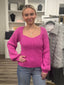 Sweetheart Neck Vibrant Pink Sweater 130 Sweaters - Ella Chic Boutique