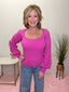 Sweetheart Neck Vibrant Pink Sweater