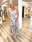 Take Me Somewhere Lace Trim Floral Silky Maxi Fall Dress cream ivory with black line print flowers spaghetti straps Ella Chic Boutique Forte