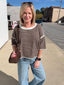 Taking It Easy Relaxed Striped Waffle Knit Top in Chocolate 110 Tops- Ella Chic BoutiqueBibi