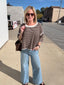 Taking It Easy Relaxed Striped Waffle Knit Top in Chocolate 110 Tops- Ella Chic BoutiqueBibi