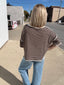 Taking It Easy Relaxed Striped Waffle Knit Top in Chocolate 110 Tops- Ella Chic BoutiqueBibi